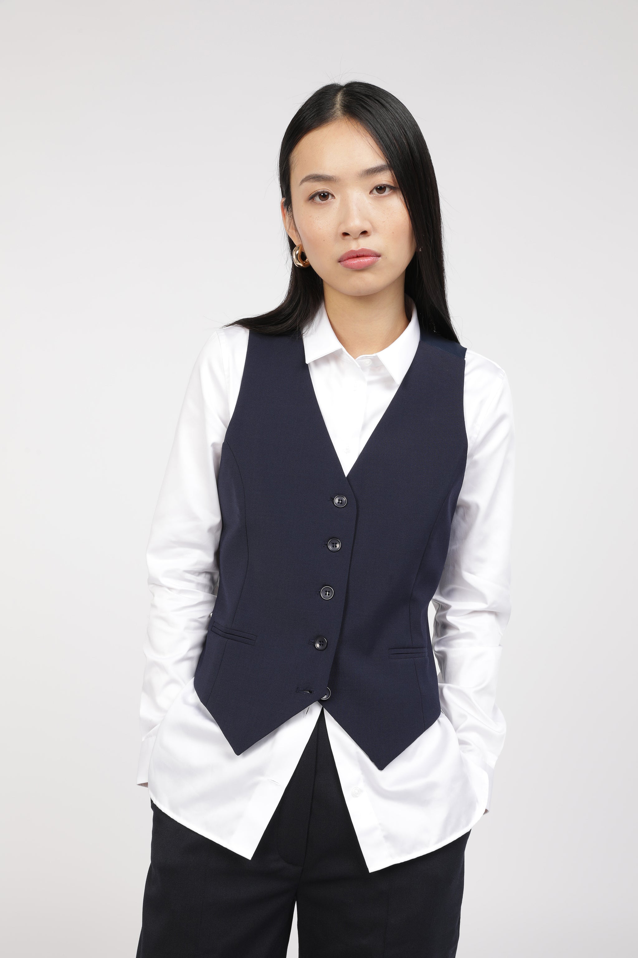Chemise Gilet Femme Ensemble Chemise Blanche Et Gilet Sans Manches